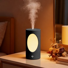 1+1 나무 구멍 디자인 600ml 대용량 USB 유선 가습기 집 차량용 초음파 아로마 가습기, 검은색