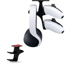 XBOX One 스위치 PS4 PC 스팀 스틸시리즈 및 대부분의 게임 컨트롤러용 책상 마운트 홀더 걸이 아래 브레인웨이브즈 게임패드 나사 없음 VHB 테이프(블랙, Treo - 듀얼 컨트롤러 및 헤드폰 마운트