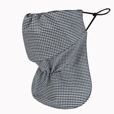 선우 지지미 자외선차단 마스크 3단 자수 체크 꽃무늬 시어서커 발포, 1개, 지지미 체크 블랙