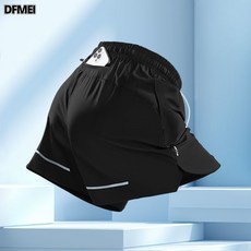 DFMEI 跑步短褲夏季冰絲速幹三分褲可放手機口袋專業馬拉松運動專用