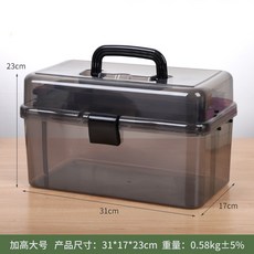 透明黑三層工具箱學生美術收納盒美術課畫材收納盒子外貿釣魚箱, 1個, 如图