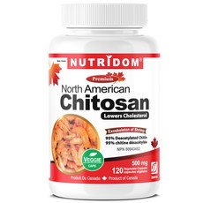 캐나다 뉴트리돔 북미산 95% 순수 키토산 500mg 120베지캡슐 청정새우 추출물 키틴 키토산다이어트, 1개, 120정