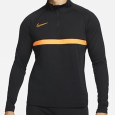 NIKE 半拉鍊式刷絨長袖T恤 黑橘色