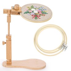 Tosnail 너도밤나무 조절 가능한 회전 가능한 자수 후프 스탠드 후프 3개 15.2cm6인치 17.8cm7인치 20.3cm8인치 핸드 자수 십자수 및 바늘점 바