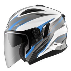 ZEUS 613B AJ33安全帽：可拆洗內襯、九合一帽型、抗UV400、氣流導流、3/4罩、眼鏡溝設計，舒適安全兼具, 白/藍