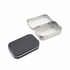 사각 틴 케이스 경첩 포카 실핀 머리끈 면봉 보관, 2-경첩틴케이스-블랙, 1개