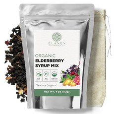 유기농 엘더베리 시럽 키트 최대 680.4g(24온스) 수제 시럽 천연 면 브루 백 USDA 인증 건조 및 면역 지원 허브 포함 벌크 113.4g(4온스), 유기농 엘더베리 시럽 키트, 최대 680.4g(24온스, 1개