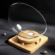 透明半球形貓窩，木質滾珠底座，貓咪玩耍休息空間，簡約時尚貓玩具, 方形底盤, 1個