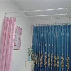 침대 피부샵 코너 봉 칸막이 마사지 커튼 레일, 핑크 스크린 높이 2.2m+바 세트, 화이트칼라 2.2m+링18개, 1개