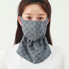 夏季戶外騎行防塵掛耳麵罩 冰感降溫 親膚透氣 UPF50 高效防曬 可水洗 遮陽防曬麵罩遮臉護頸口罩女薄款透氣, 1個, 【護頸格】-灰色