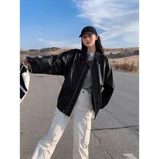 【梨卡】情侶款防風皮衣外套 棕咖色拉鍊皮衣，男女皆宜，現貨速發