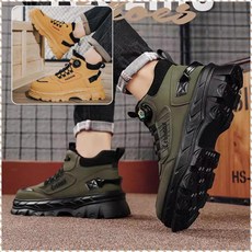 가을 남성용 프리 빈티지 마틴 부츠 소가죽 키높이 10cm 작업화 방한화 독일 소방대 안전화