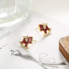 레드 말 귀걸이 골드 미세반장 데일리룩 여성용 선물 인기템