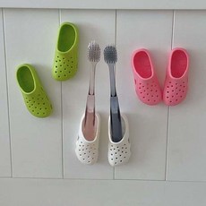 리빙쉘 접착식 크록스 칫솔걸이 3종, 3세트, 핑크+화이트+그린