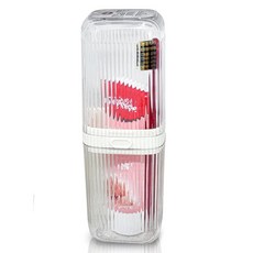 EOREA 여행용 칫솔 홀더 커버가 있는 휴대용 칫솔 케이스 욕실용 대형 칫솔 홀더 캠핑 하이킹 체육관 여행 및 욕실용 여행용 치약 용기 (투명 화이트), 투명 화이트