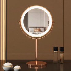 확대 거울 LED 반사경 피지 탁상 양면 조명 스탠드 원형 모공 9인치 로즈골드 3배, 9인치 로즈골드 직선봉