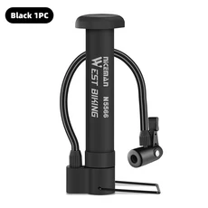 내구성 있는 80PSI 자전거 펌프 휴대용 경량 타이어 인플레이터 바닥 MTB 타이어용, Black, 1개