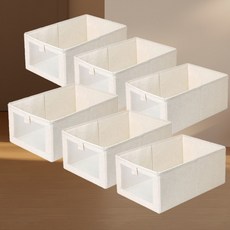 디모어 패브릭 폴딩 수납 다용도 통풍 옷 정리함, 6개, 크림화이트