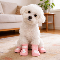 강아지 방수 신발 실리콘 애견 레인부츠 미끄럼방지 반려견 장화 산책용 발보호, 4개, 핑크색