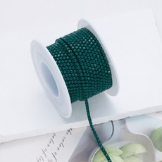 라인석 크리스탈 체인 DIY 주얼리 장식 의류 수선 부자재 원형 유리 액세서리 트림, 1개, SS6.5 2mm 10야드/롤 다크그린 모카 2mm 1