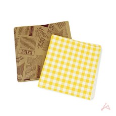 퇴근시 왁스페이퍼 포장지 50매입 햄버거포장지, 노란체크, 1개
