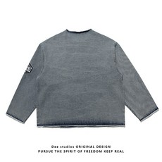 Dee studios남성과 여성을위한 오래된 데님 재킷을위한 일본 칼라리스 편지 자수2022봄 코트