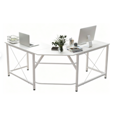 Claiks L형 코너형 컴퓨터 책상 게이밍 책상 E1급 안전 소재 확장형 공간활용 테이블, 백색