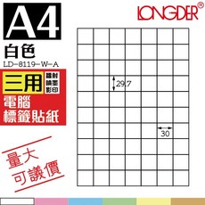LONGDER 白色電腦標籤 105張/盒 LD-8119-W-A 自黏標籤 三用標籤, 1個