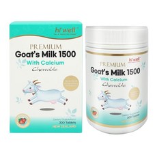 뉴질랜드 하이웰 Hi Well Goats' Milk 프리미엄 산양유 밀크 1500 츄어블 딸기맛, 2개, 300정