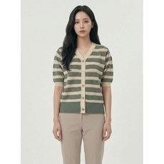 올리비아하슬러 카키 스트라이프 아크릴 가디건 OHCMSW701