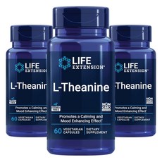 라이프익스텐션 L-테아닌 100mg 베지테리안 캡슐, 60정, 3개
