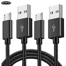 MXUCK 2팩 6.6FT PS4 컨트롤러 충전 케이블 마이크로 USB 나일론 충전기 데이터 동기화 코드 PlayStation 4 Xbox One S/X 등에 적합(블랙)