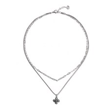 JBANS CLASSIC 앤틱크로스 팬던트 더블체인 큐브레이어드 목걸이 (C2601-AN999_SV)