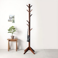 WOODYHOME 實木方腿立式衣架, 胡桃木色