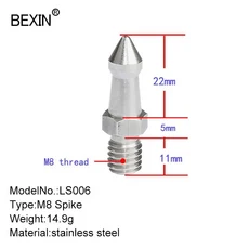 Bogen Manfrotto Gitzo RRS 삼각대 스탠드용 나사 교체 스테인리스 스틸 모노포드 발 스파이크 3/8 인치 M8, 01 빠른  Mainland, 02 LS006  1PC