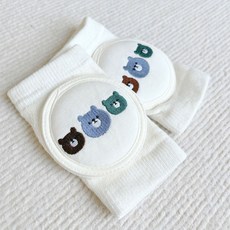 멀티포 유아용 자수 이중 무릎 보호대 메쉬 여아 남아 무릎보호, 2세트, 곰세마리