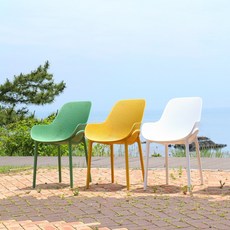 코나 야외용 의자 플라스틱 테라스 정원 테라스 베란다 인테리어 카페, 화이트, 2개