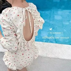 여아 하트무늬 프릴 원피스 래쉬가드