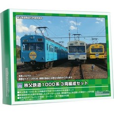 10491670 철도 열차 기차 기관차 모형 그린맥스 N게이지 치부 1000계 3량 편성 세트 958 모델 전차