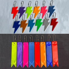 안전 반사 키링 10p 번개형 리본형 경고 표시 네임택, 색상랜덤10p