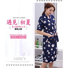 夏季居家旅行泡湯首選女夏季日式和風薄款短袖和服浴袍睡袍兩用款