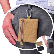 이어폰케이스 카드지갑 카라비너 미니파우치 벨트고리 등산용 휴대폰 허리색, 베이지계열