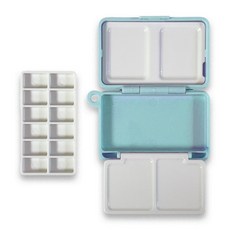 어반스케치 트래블 초미니 휴대용 수채화 과슈 물감 팔레트, 터콰이즈, 1개, 12칸