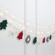 HK.sell 크리스마스 펠트앵두 조명가랜드 패키지 세트, 모양앵두세트