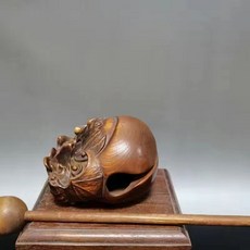 功德木魚 小木魚 敲打木魚 法器木魚 寺廟木魚 雕刻木魚 舊藏黃楊木雕木魚 解壓福壽安康禪意實木工藝品, 蝙蝠木魚6.5*6*4公分