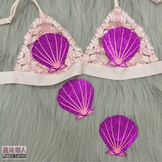 魔法戀人 Magic Lover 紫色閃粉貝殼一次性自粘乳貼 防走光美胸貼, 1個