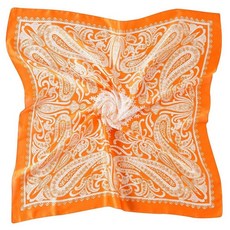 CHUNG 여성용 스카프 헤어 반다나 스퀘어 69.9cm27.5인치 새틴 랩 패션 패턴 스카프 에뮬레이션 실크 핸드백 리본 넥타이 오렌지 페이즐리 101762