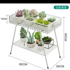 鐵藝花架 陽臺置物架 室內多層落地式花盆架, 白色65*35*66【帶腳墊】