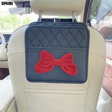 DFMEI 車載儲物箱收納袋汽車座椅箱整理箱置物盒多功能雜物箱女神用品全, 紅色蝴蝶結-黑色懸掛式收納盒