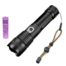 xhp70 후레쉬 led 충전식 줌 랜턴 몬스터 후레쉬 해루질 3000mah 배터리포함 XHP160칩 써치라이트 도미노스토리, 1개, 70후레쉬+3000MAH